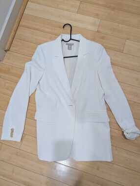 H&M White Tailored Single-Button Blazer